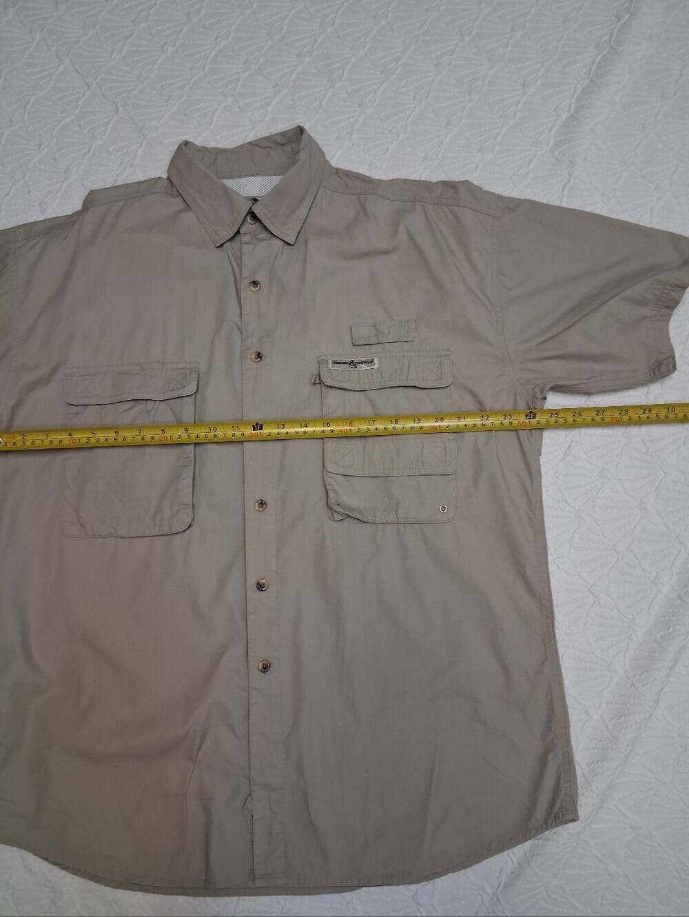 Hook & Tackle Men's Short-Sleeve Utility Button-Down Shirt in Taupe by - Picture 14 of 16
